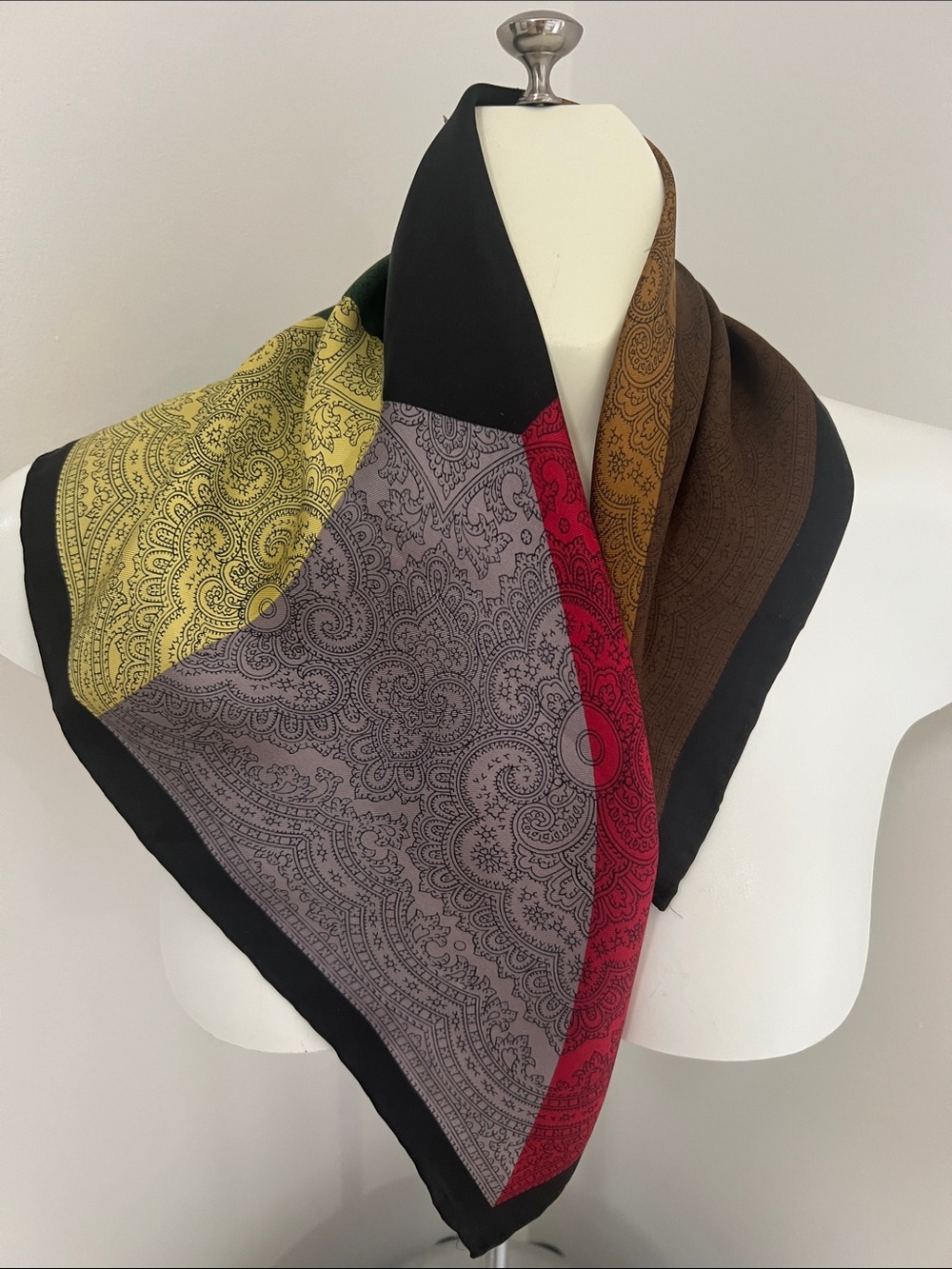 Vintage ParkLane Silk Multi Color Paisley Print Scarf